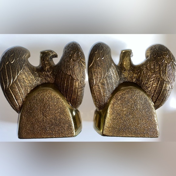 Vintage American Eagle Patriotic Brass Bookends Beautiful Detail Heavy Duty - Picture 5 of 6